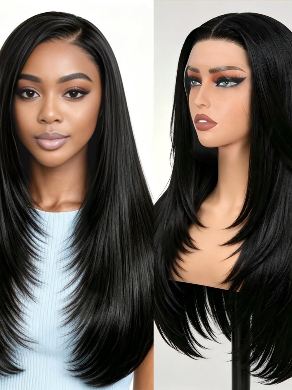 28in Straight Lace Front Wig 13x6 HD Lace Human Hair 220 Density Layered
